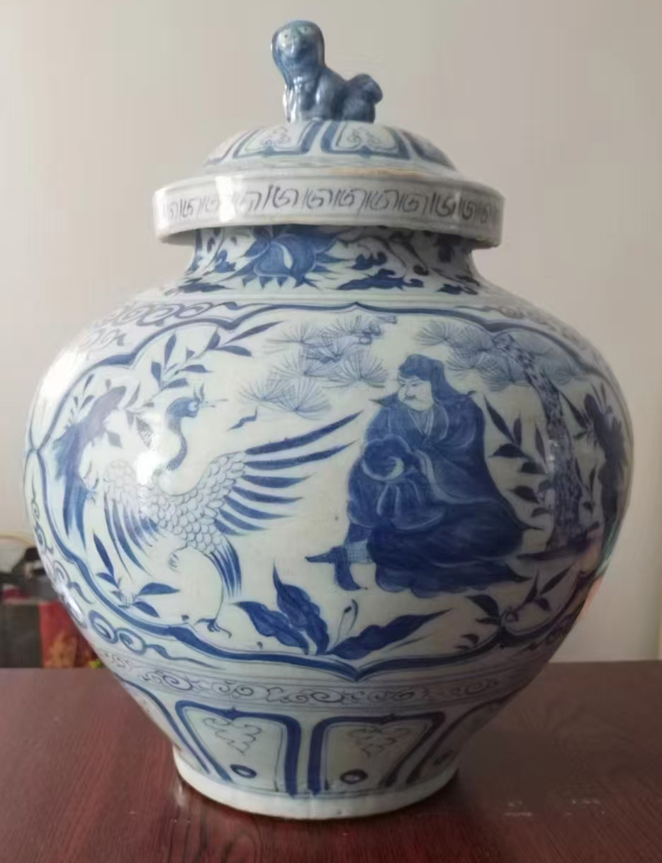 元青花昭君出塞纹盖罐-国博文物