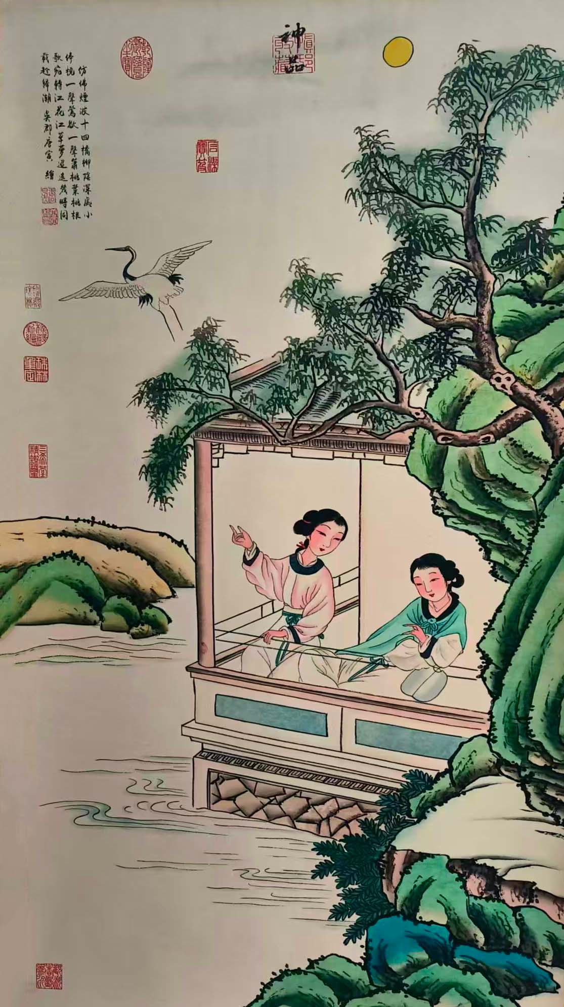 唐寅红楼望海图-国博文物