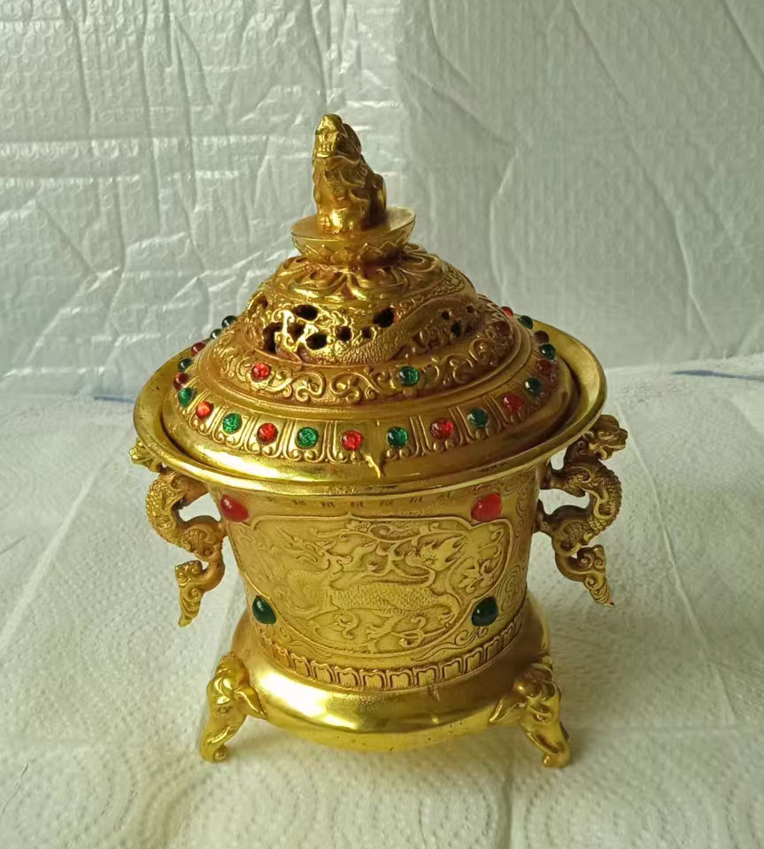 复古鎏金香炉-国博文物