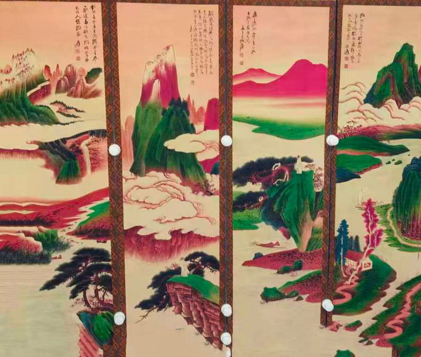 张大千山水四条屏-国博文物