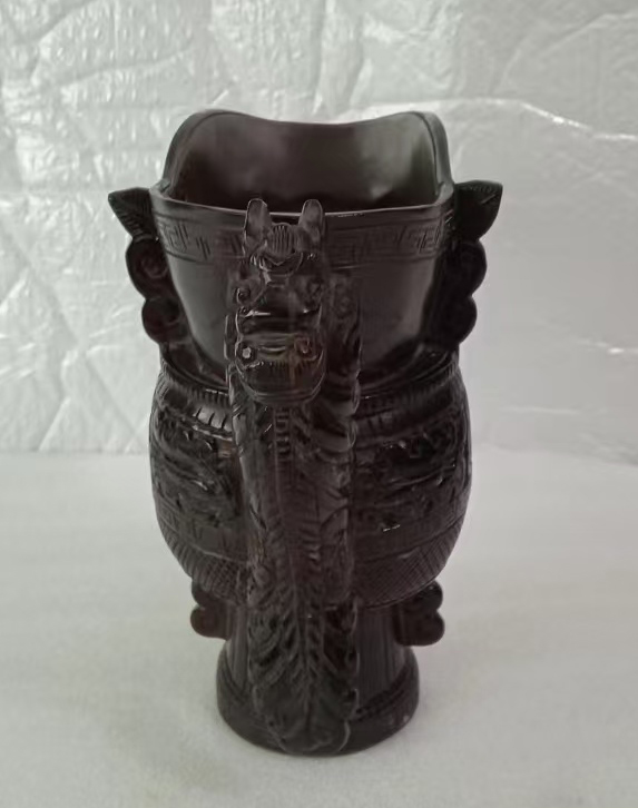 旧藏牛角雕刻杯-国博文物