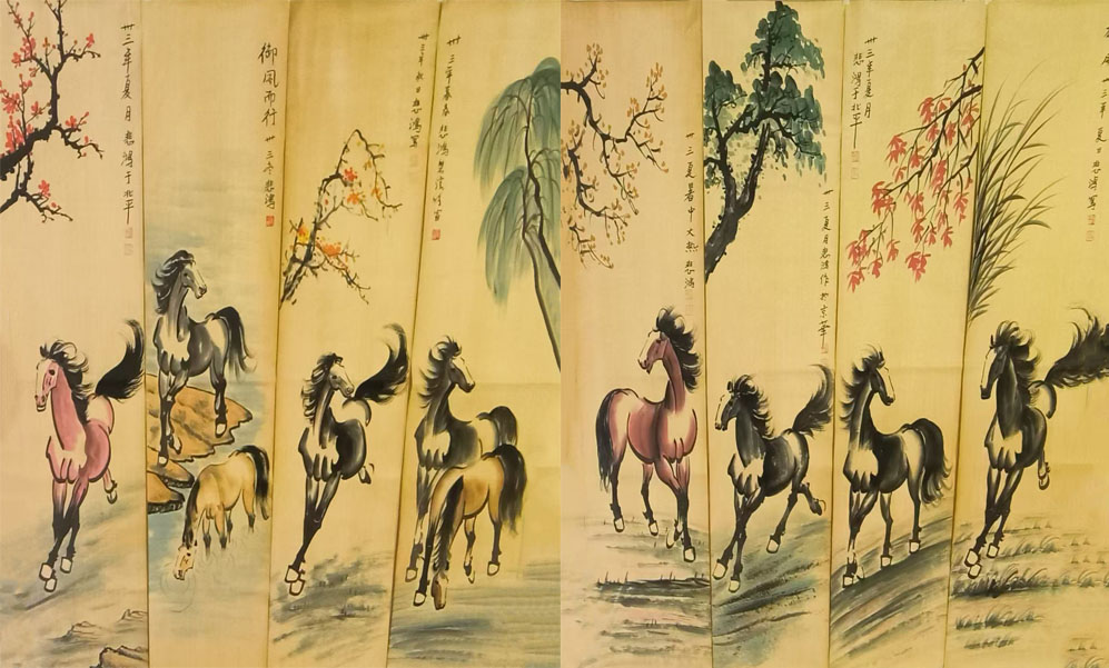 徐悲鸿马八条屏-国博文物