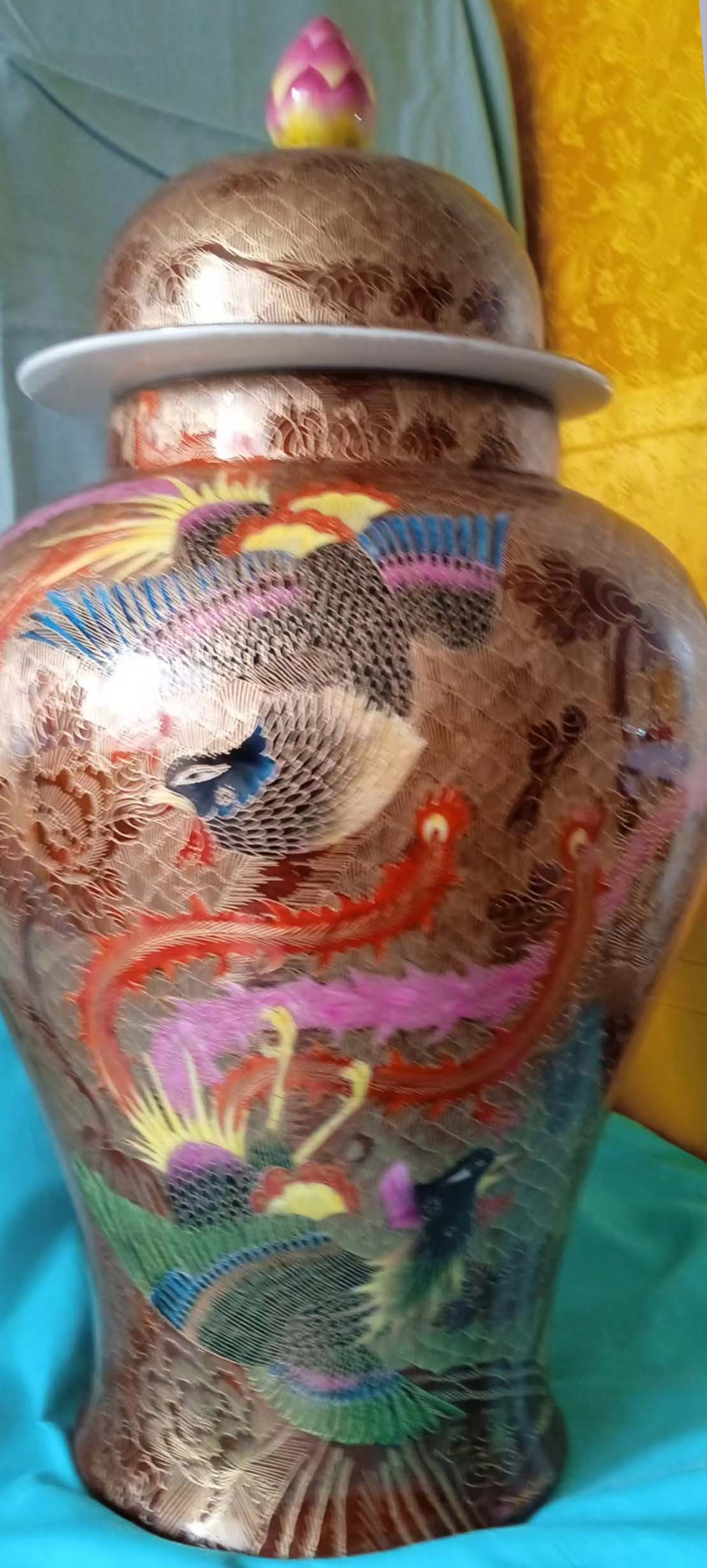 清乾隆珐琅彩掐丝龙凤呈祥将军罐-国博文物