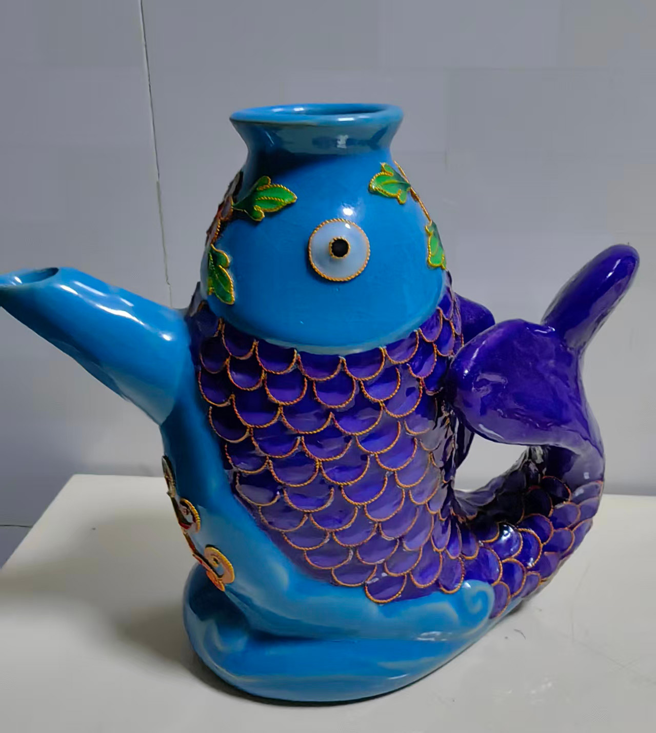 清粉彩鱼形酒壶-国博文物