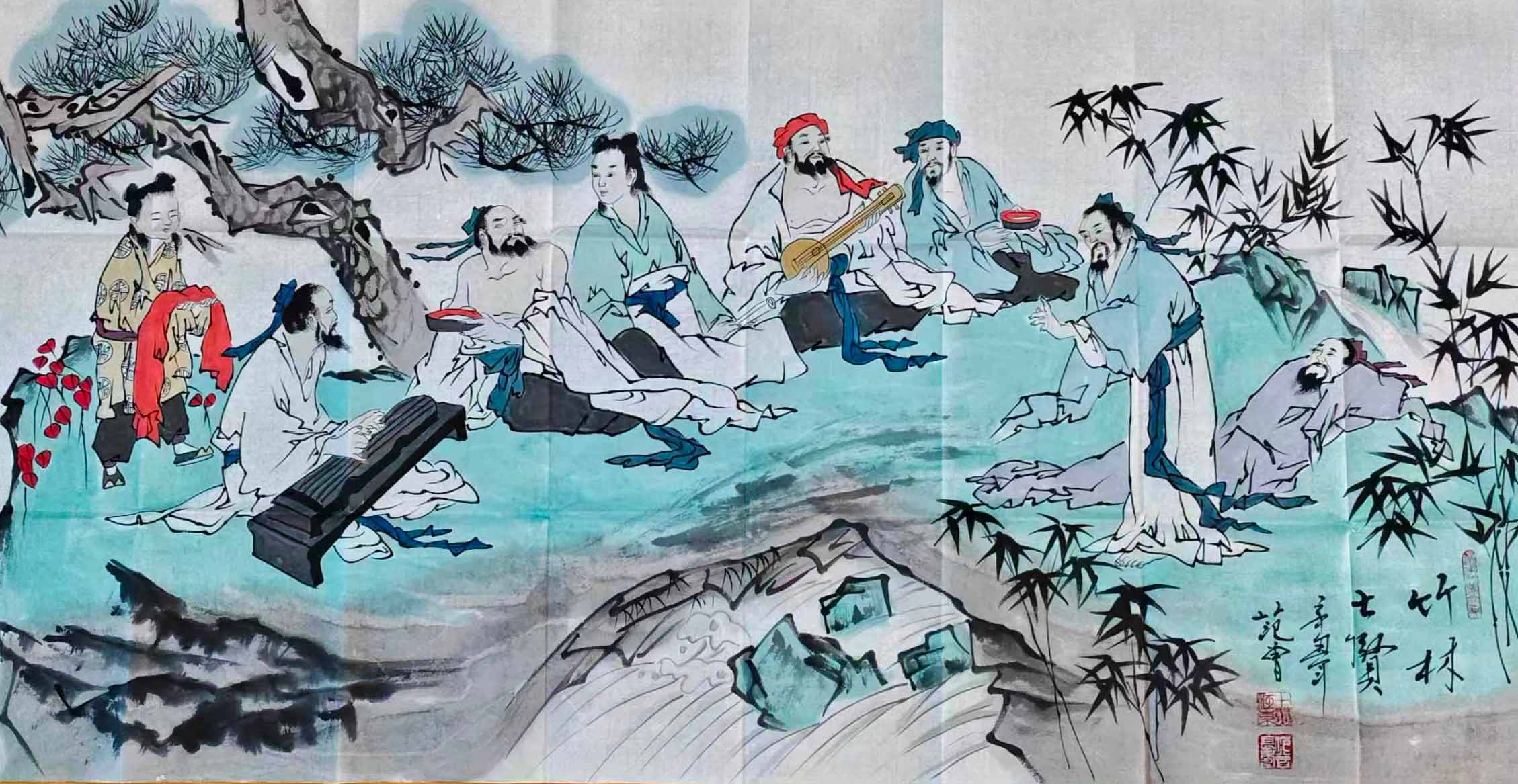 范曾竹林七贤-国博文物