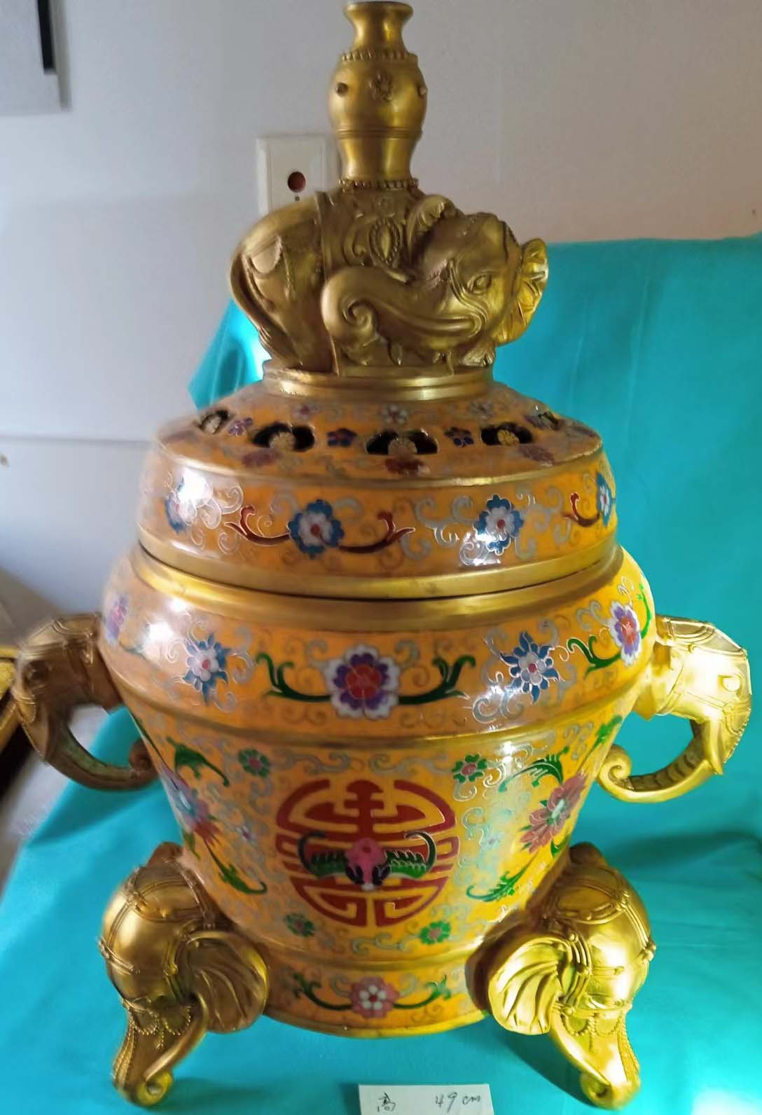 象耳象腿盖熏香炉-国博文物