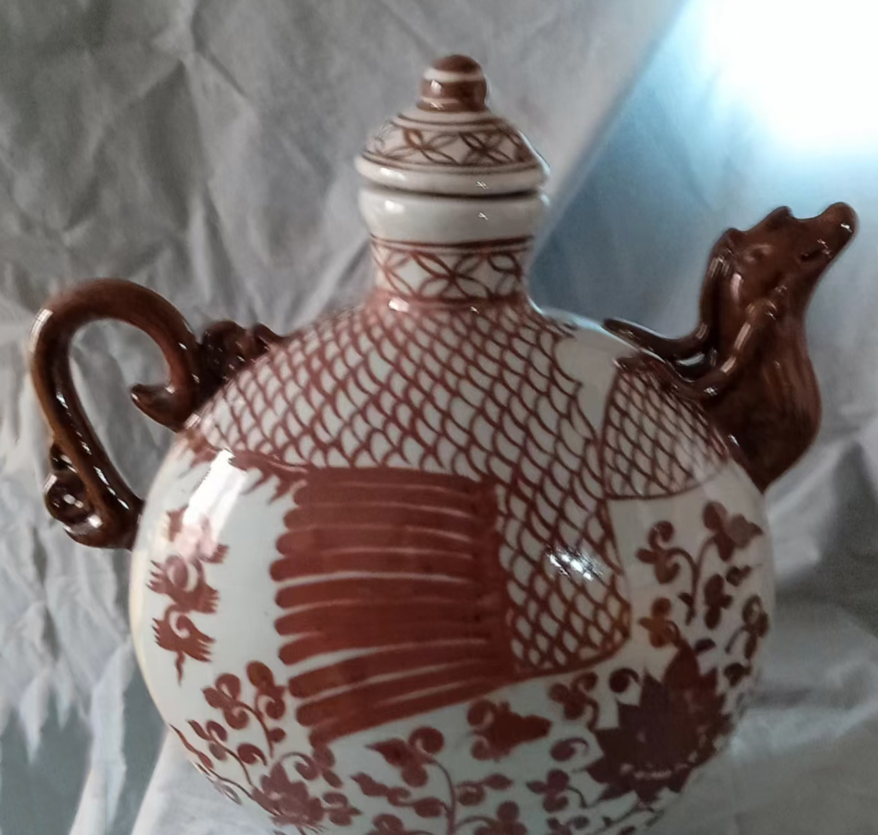 釉里红凤首壶-国博文物