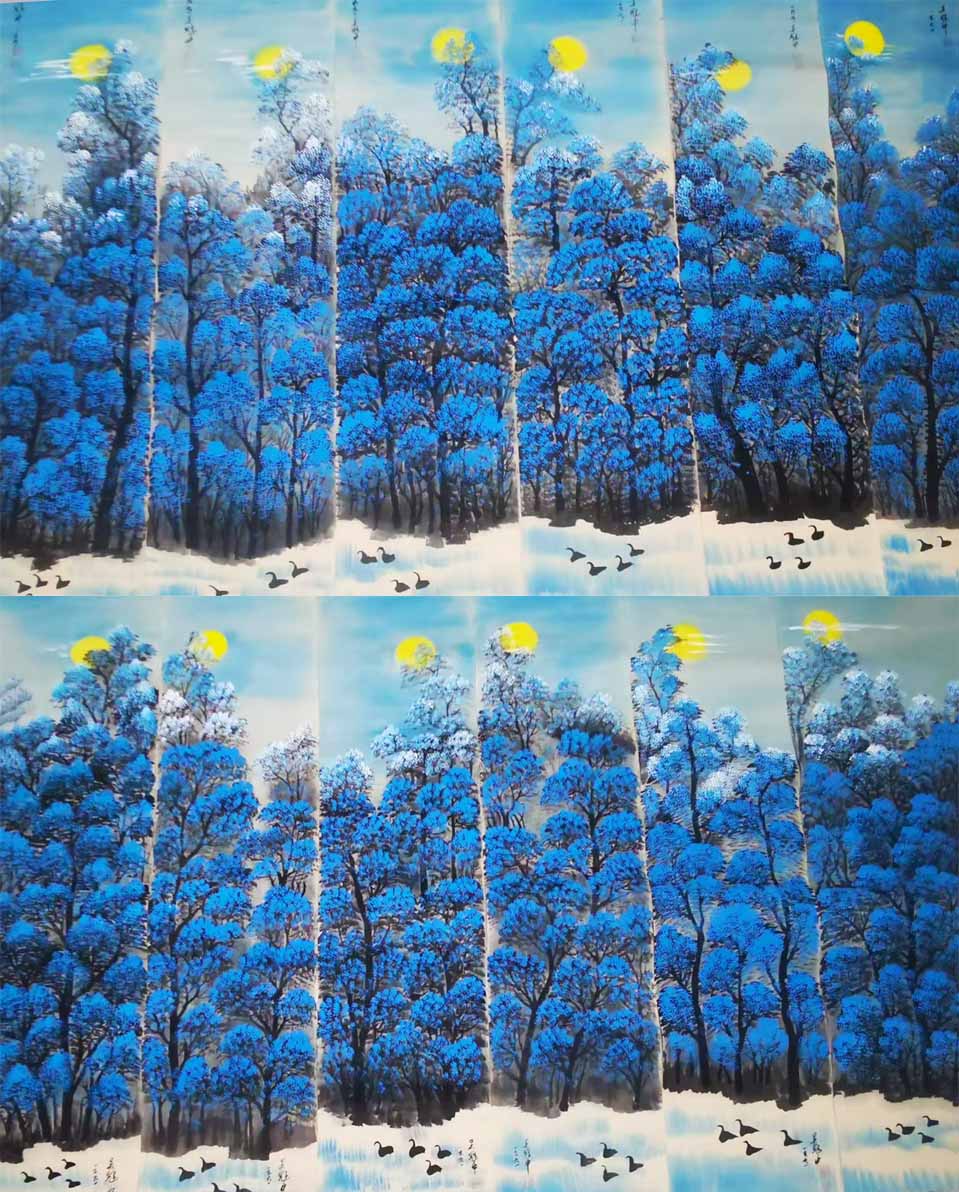 吴冠中树林十二条屏-国博文物