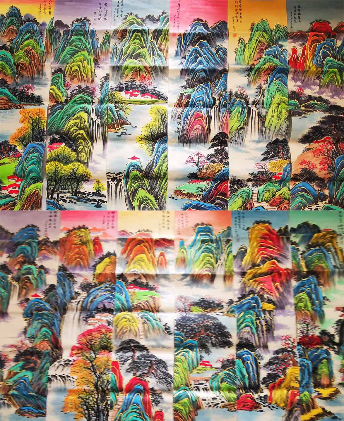 张大千山水十二条屏-国博文物