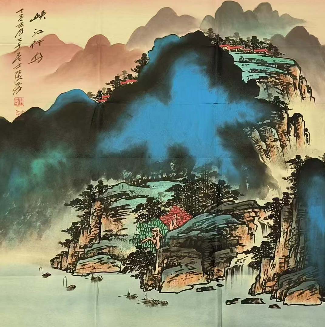 张大千山水斗方-国博文物