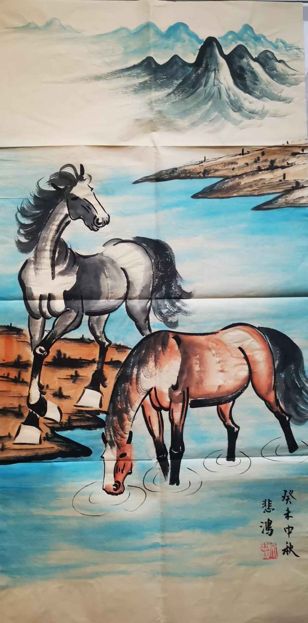 徐悲鸿双马图-国博文物