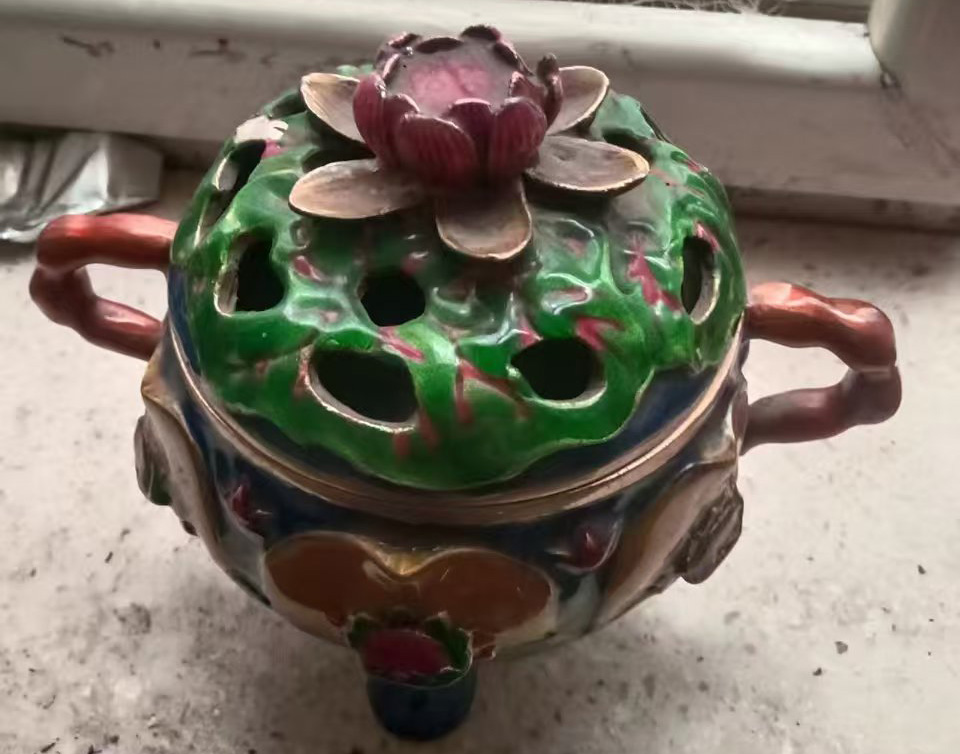 明景泰蓝铜掐丝珐琅三足香炉-国博文物