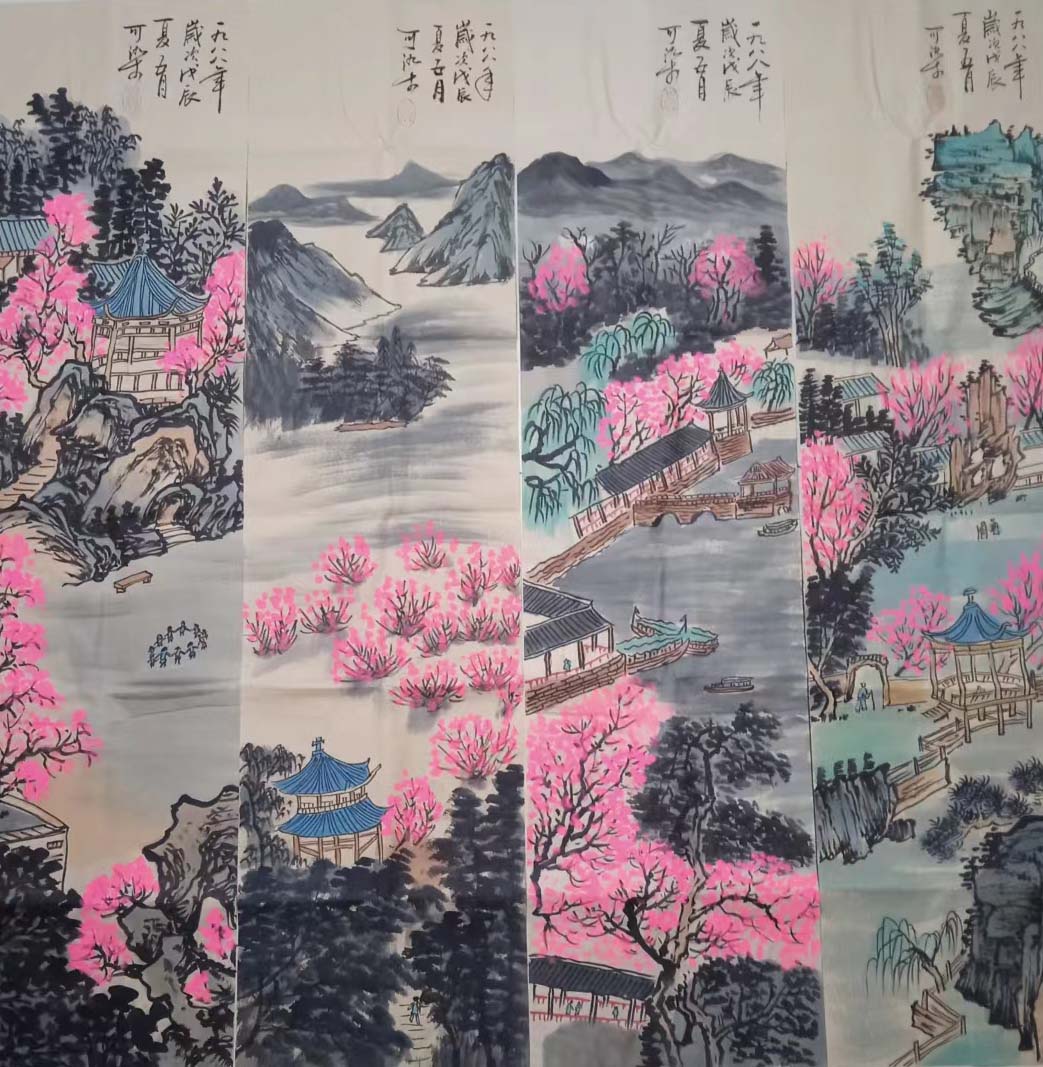 李可染花鸟四条屏-国博文物