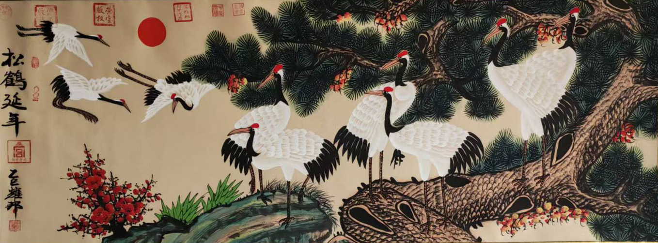 潘耀邦松鹤延年-国博文物