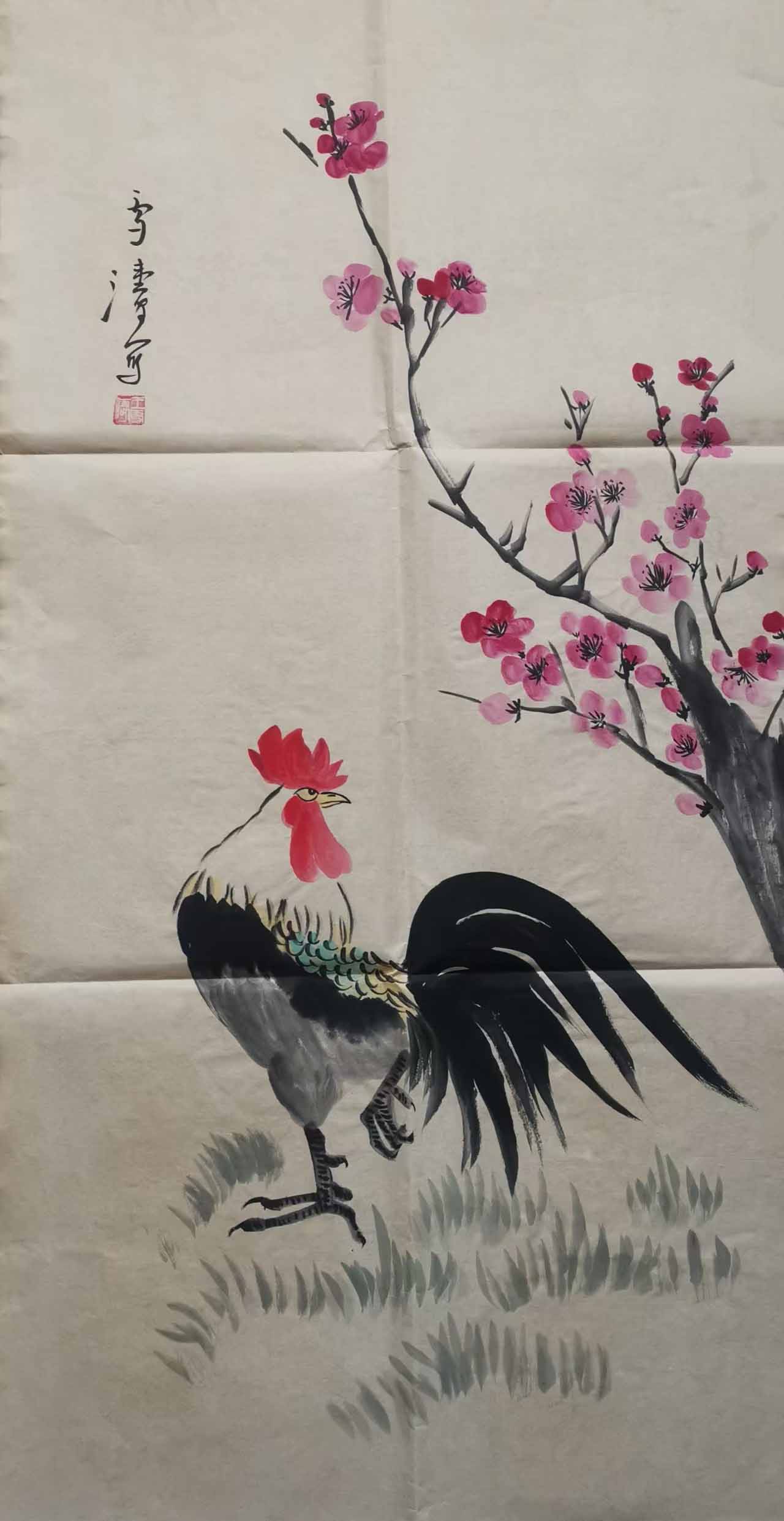 王雪涛雄鸡梅花图-国博文物