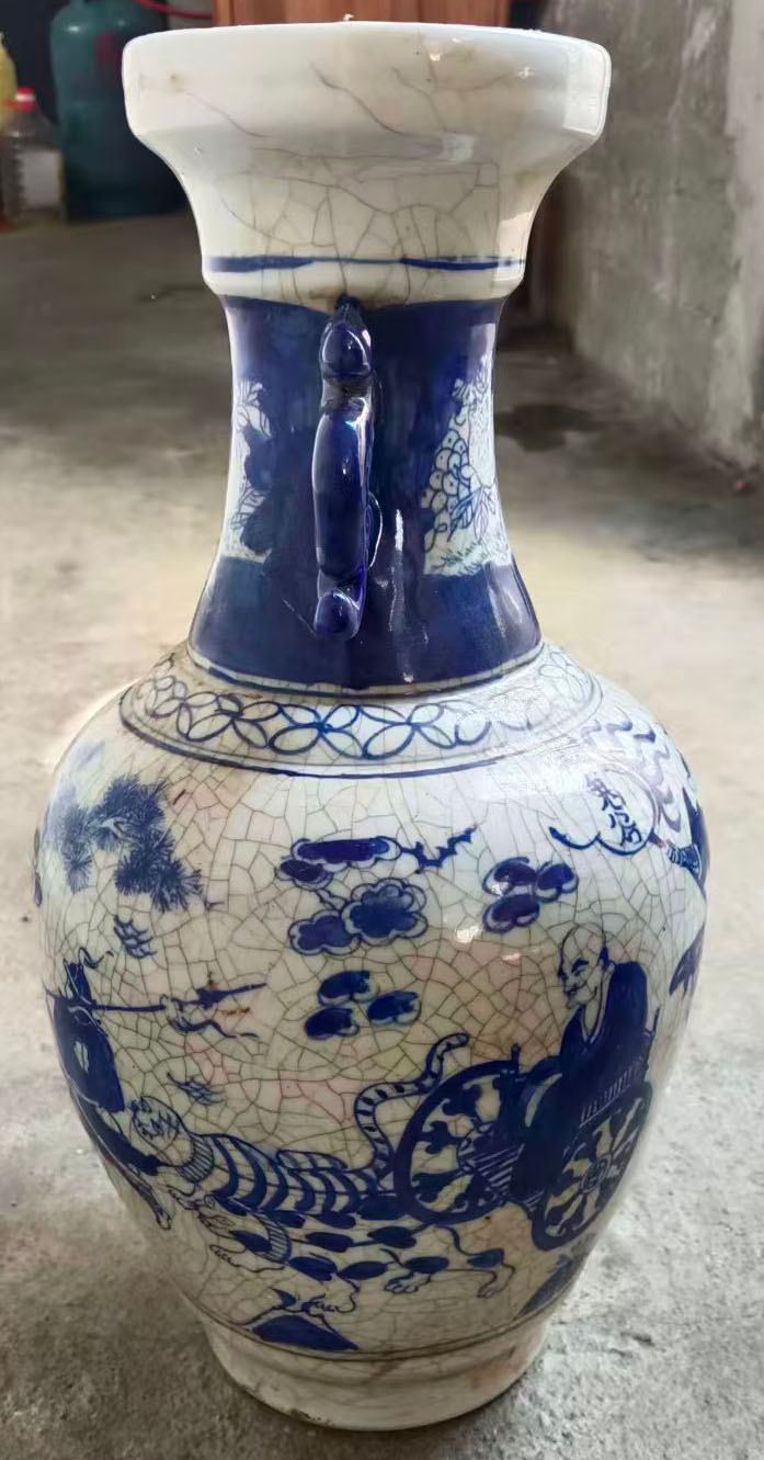 白浒孤窑青花釉双耳瓶-国博文物