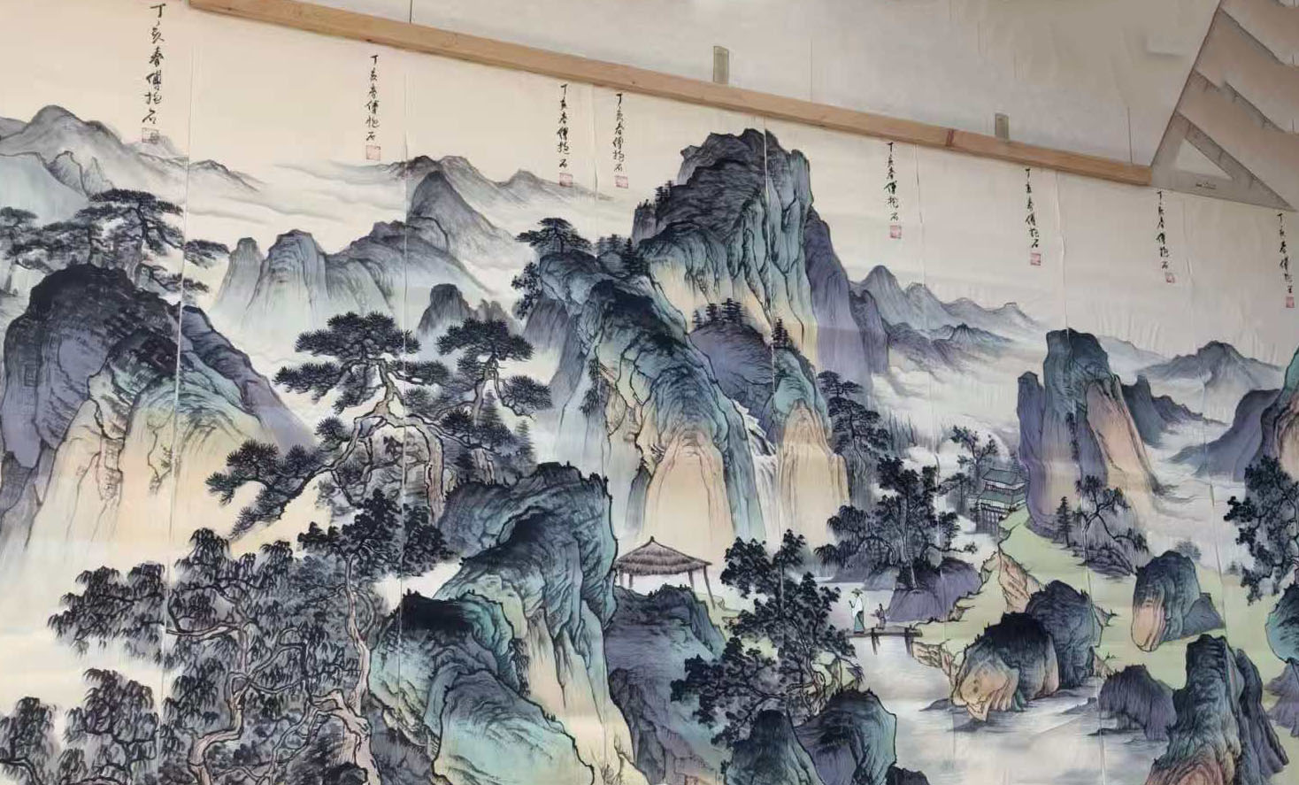 傅抱石山水四条屏-国博文物