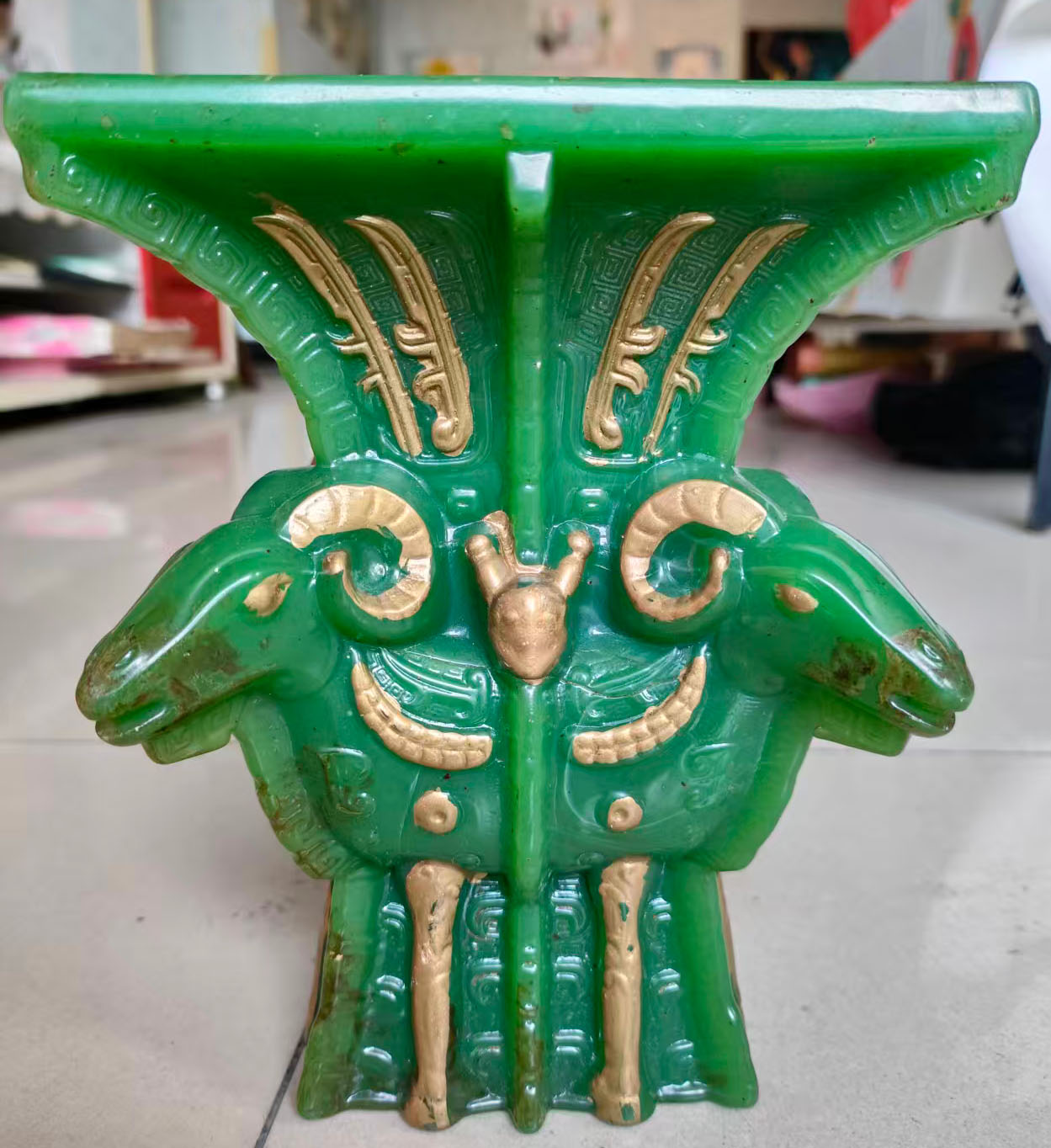 四方羊尊釉玉摆件-国博文物