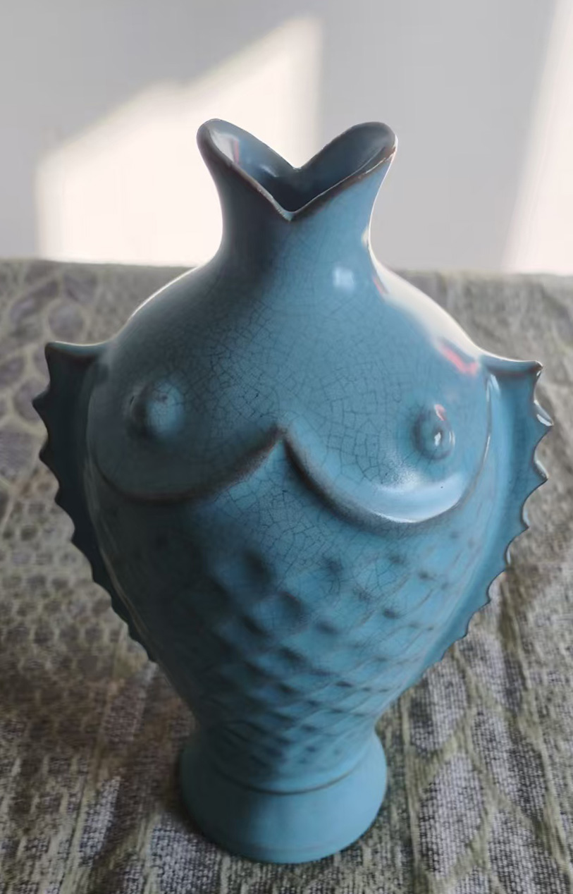 宋汝窑青釉鱼形赏瓶-国博文物