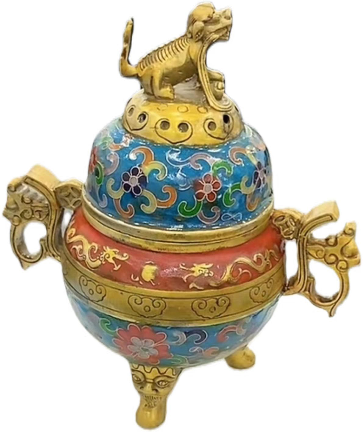 纯铜景泰掐丝双龙耳瓶-国博文物