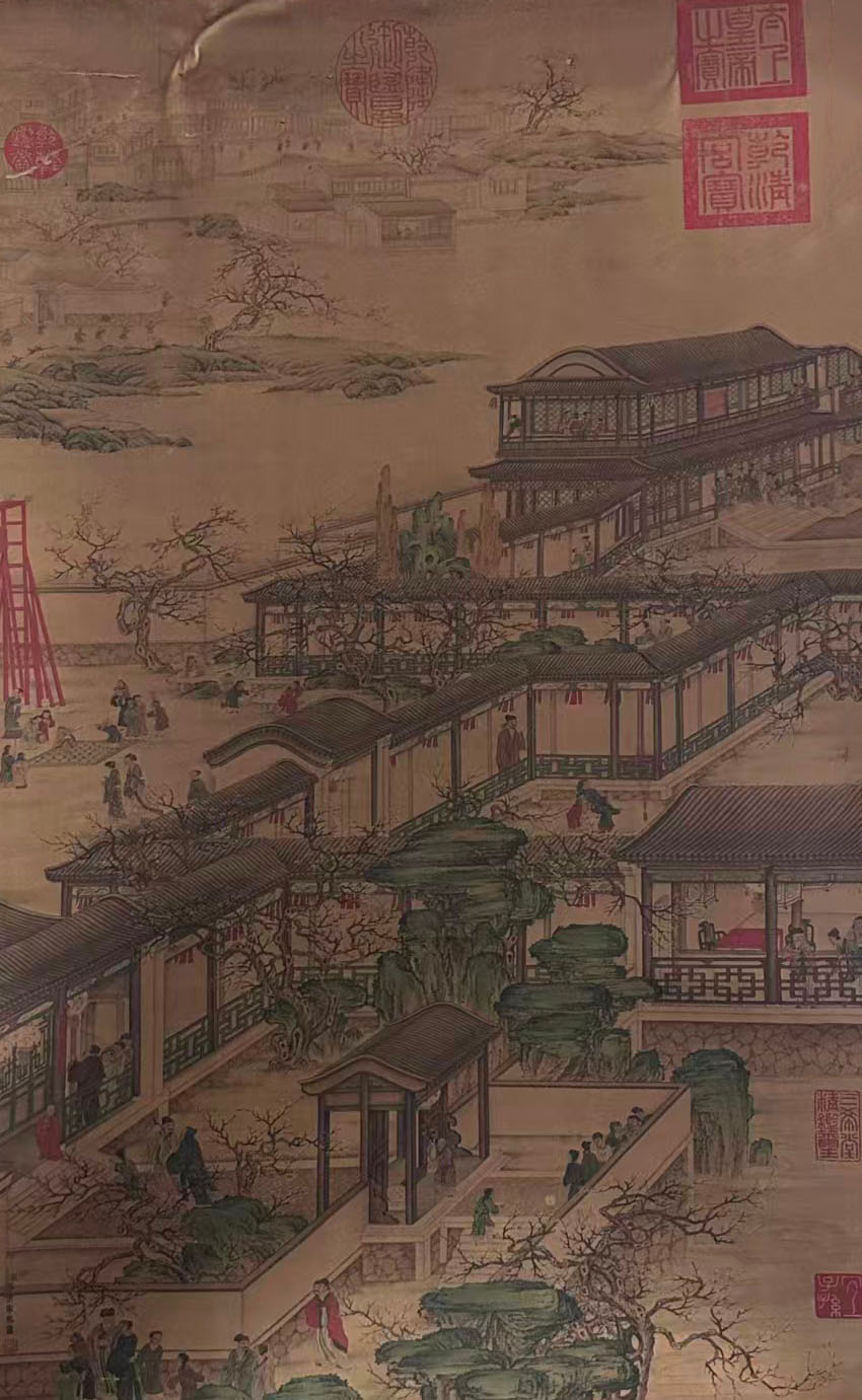 郎世宁楼阁图-国博文物