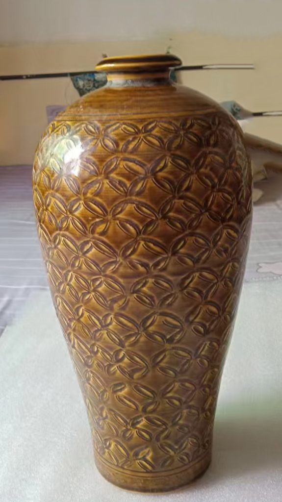 图片[1]-宋代吉州窑黄釉招财大梅瓶-国博文物