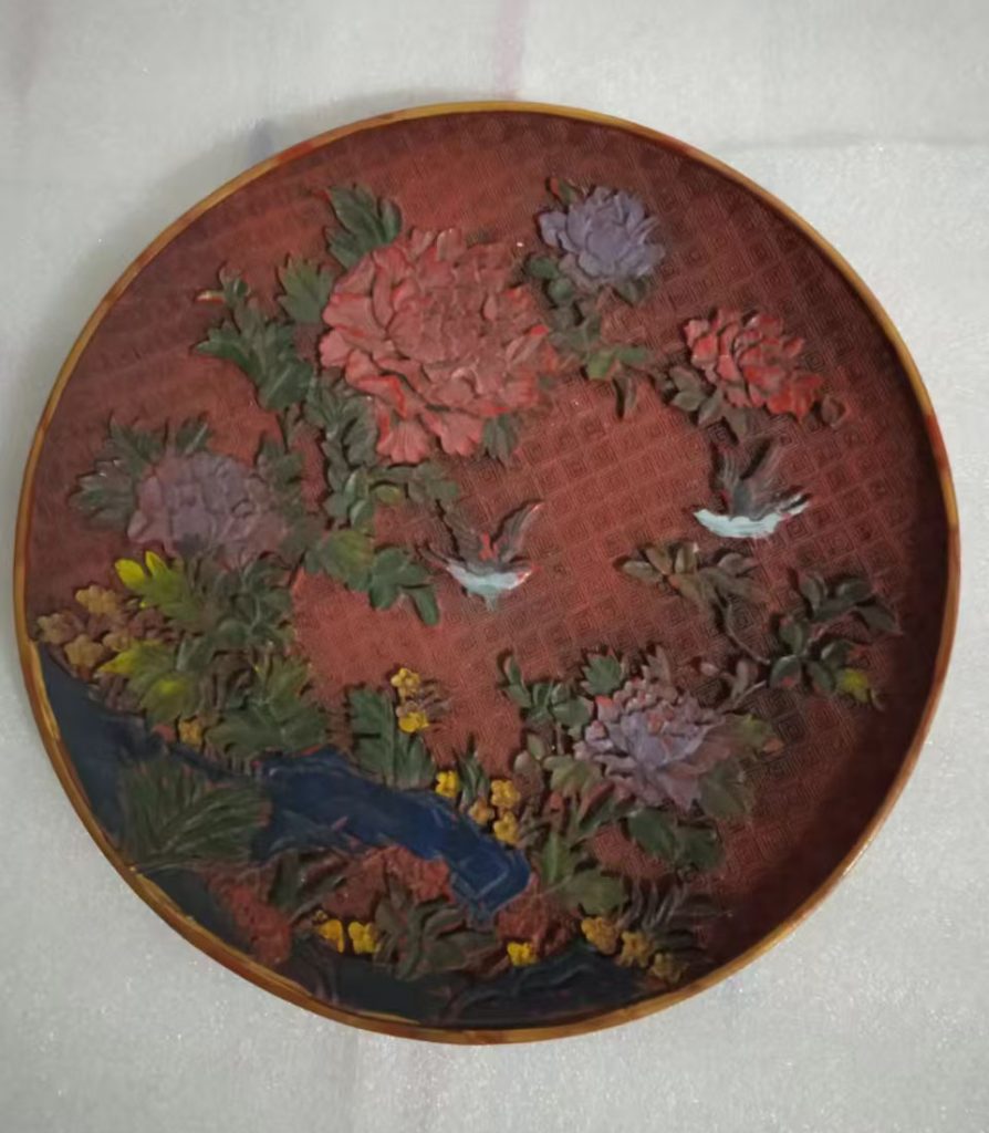 图片[1]-彩绘漆器花开富贵盘子-国博文物