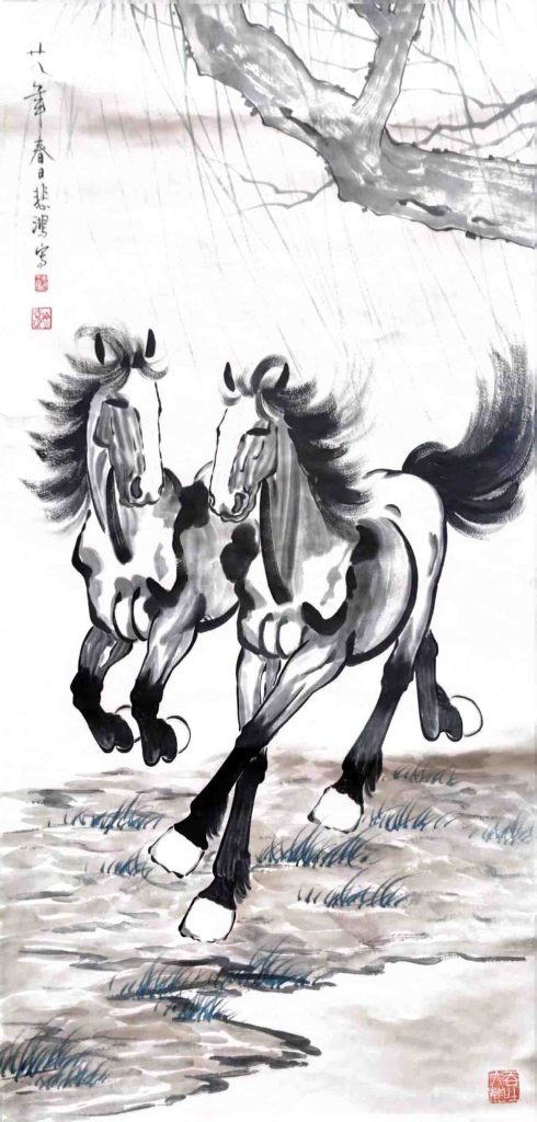 图片[1]-徐悲鸿双骏图-国博文物