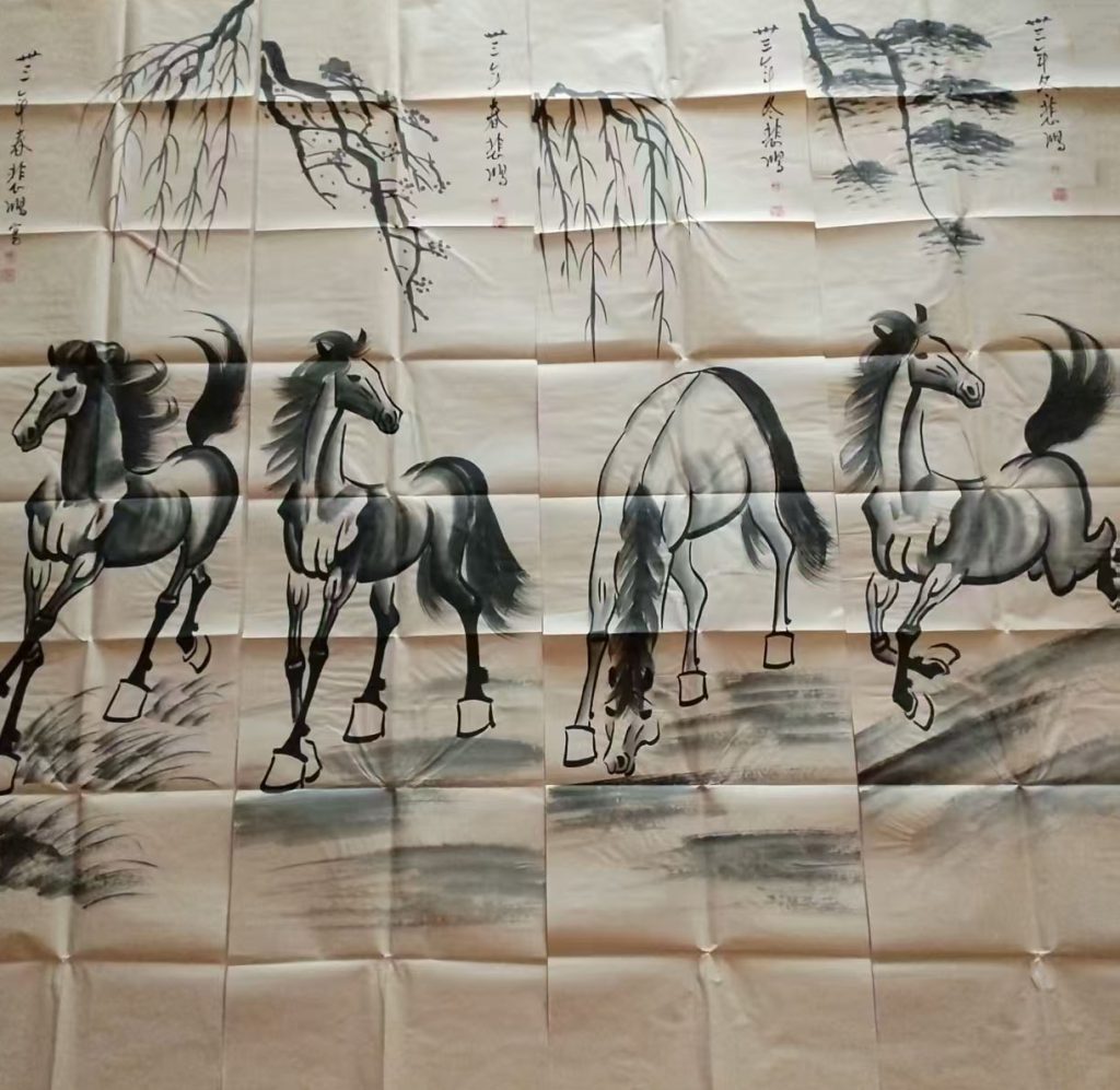 图片[1]-徐悲鸿马四条屏-国博文物