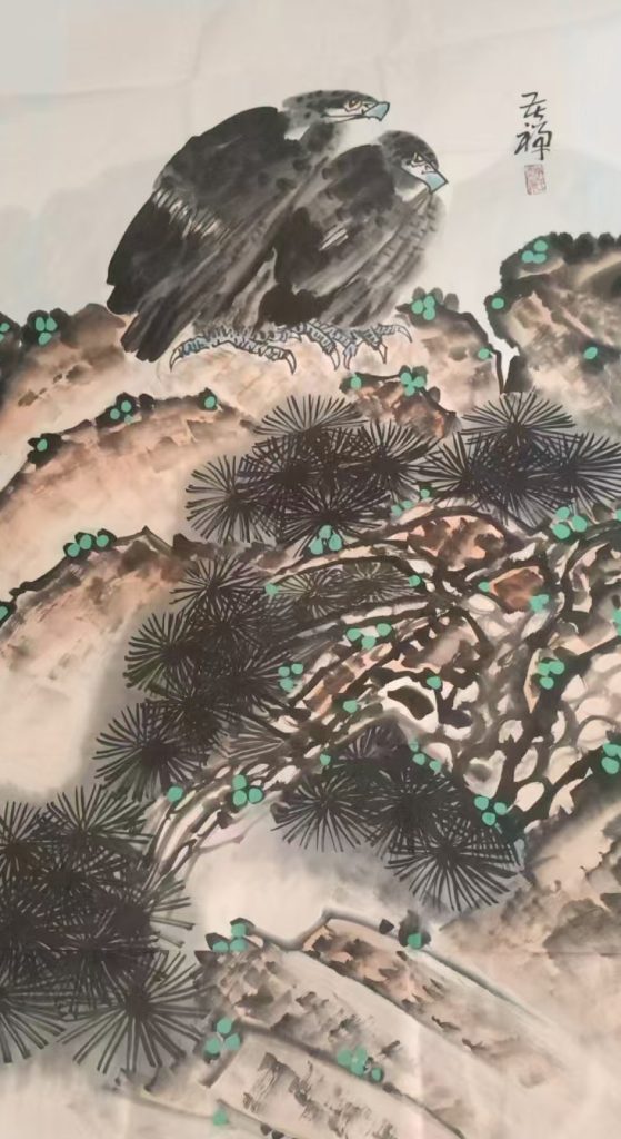 图片[1]-李苦禅松鹰图-国博文物