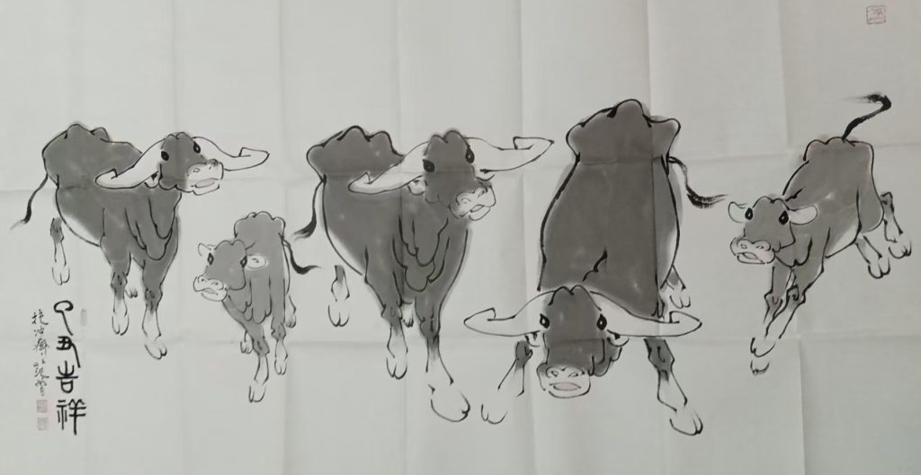 图片[1]-范曾五牛图-国博文物