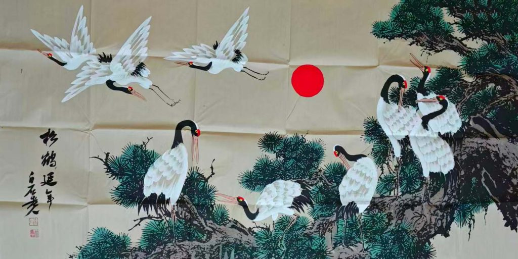 图片[1]-齐白石松鹤延年-国博文物