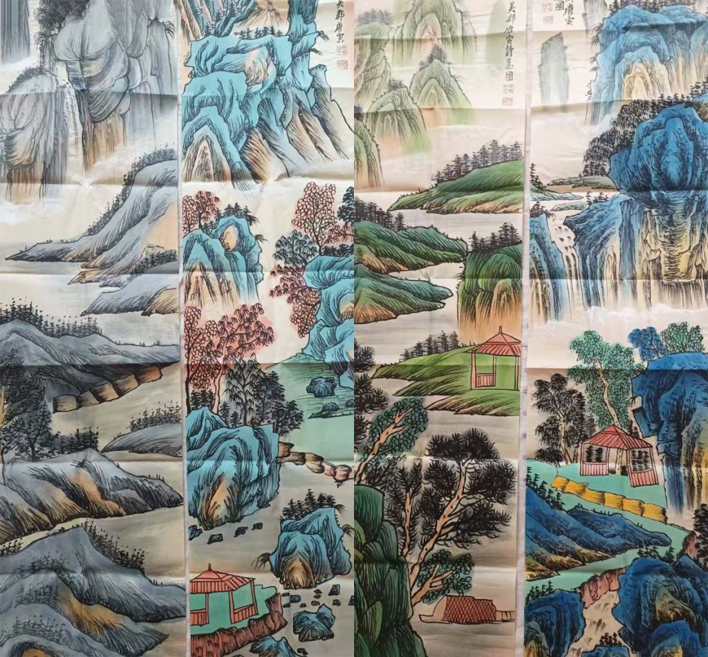图片[1]-唐寅山水四条屏-国博文物