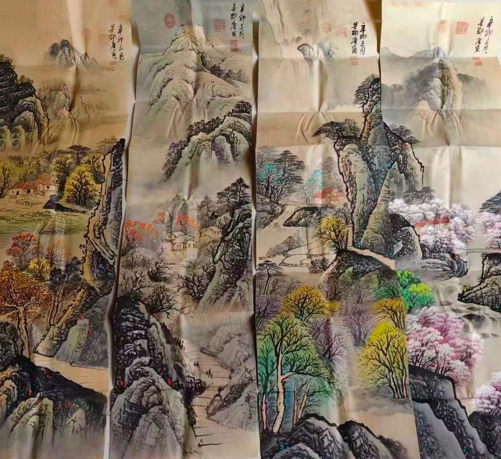 图片[1]-唐寅山水四条屏-国博文物