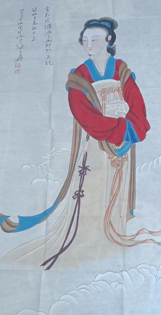 图片[1]-张大千侍女人物图-国博文物