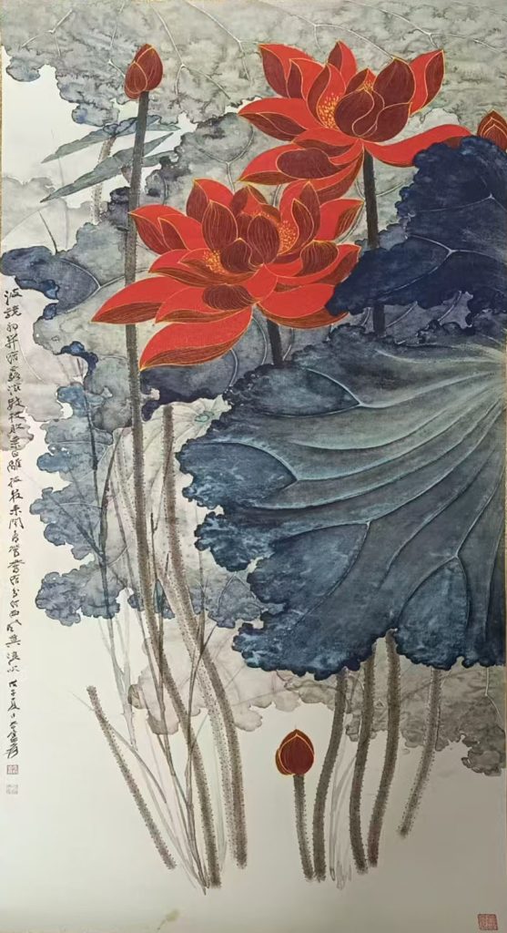 图片[1]-张大千荷花-国博文物