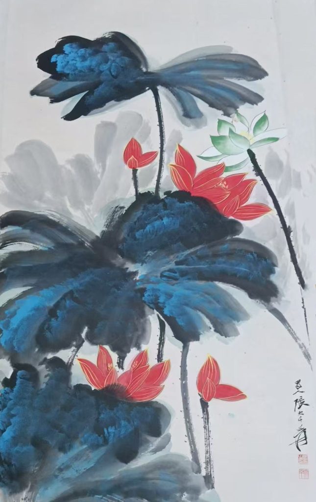 图片[1]-张大千荷花-国博文物