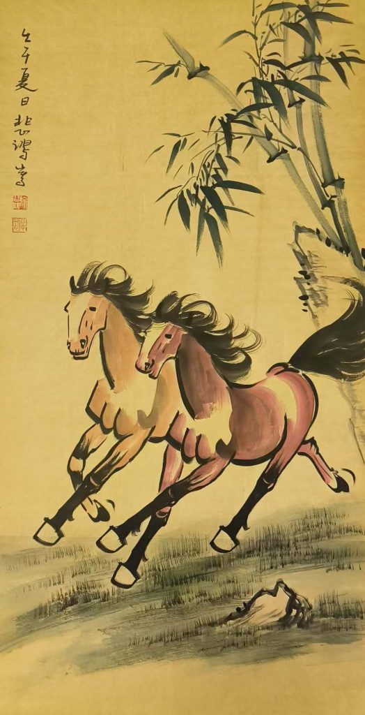 图片[1]-徐悲鸿双骏马-国博文物