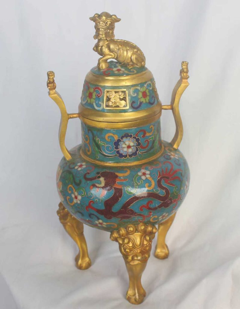 图片[1]-掐丝双耳珐琅彩香薰炉-国博文物