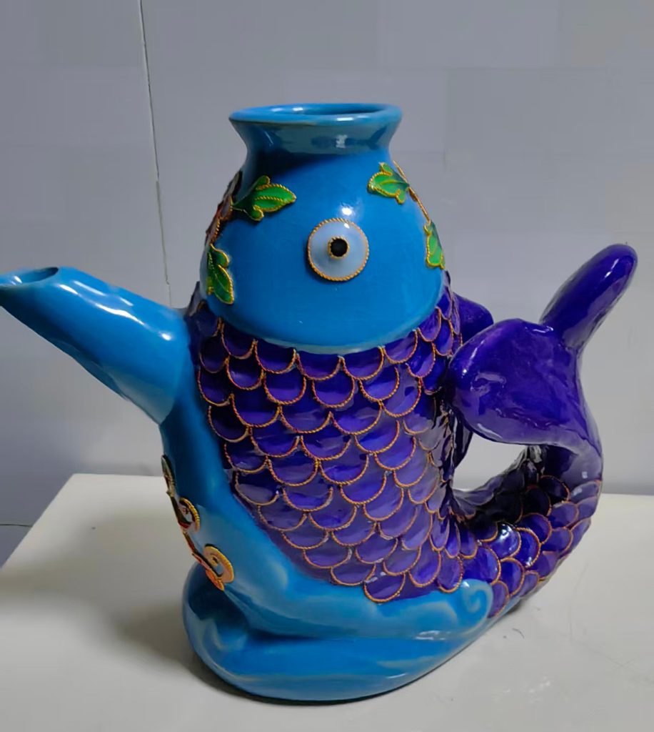 图片[1]-清粉彩鱼形酒壶-国博文物