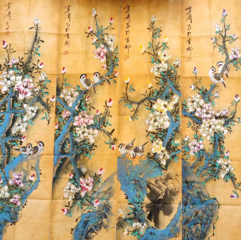 图片[1]-王雪涛花鸟四条屏-国博文物