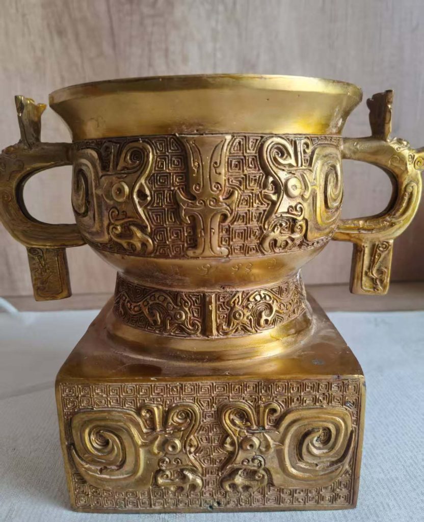 图片[1]-青铜鎏金方座簋-国博文物