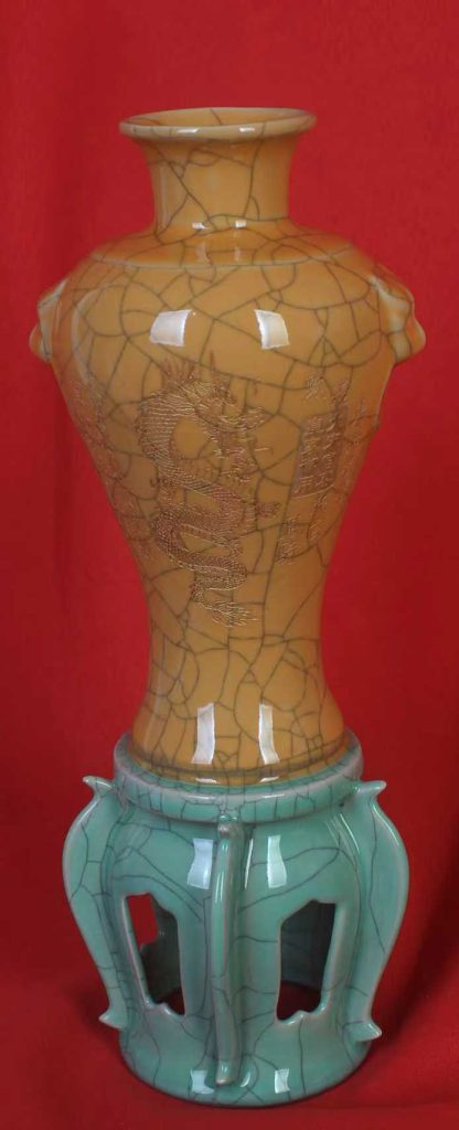 图片[1]-大宋哥窑双兽耳瓶-国博文物