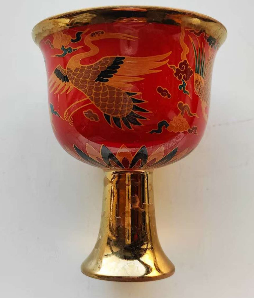 图片[1]-大明成化年制真金红釉鎏爵杯-国博文物