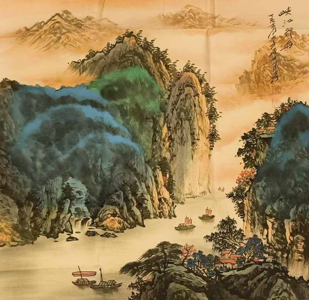 图片[1]-张大千峡江行舟-国博文物