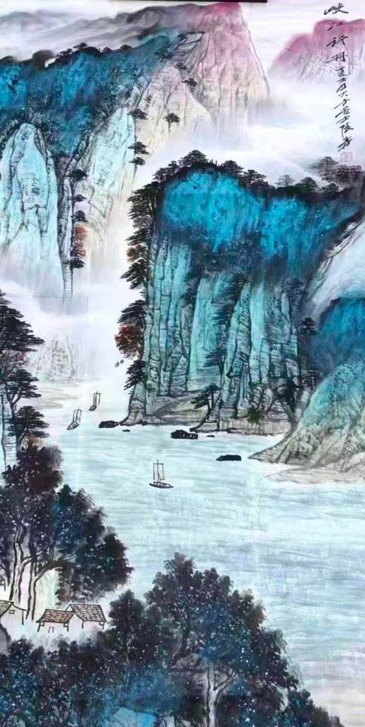 图片[1]-张大千峡江行舟起-国博文物