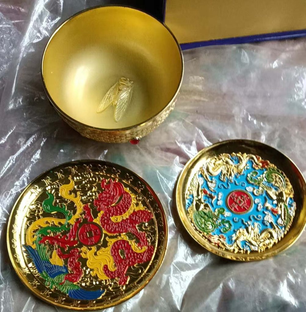 图片[1]-乾隆年制鎏金瓷盘一套-国博文物