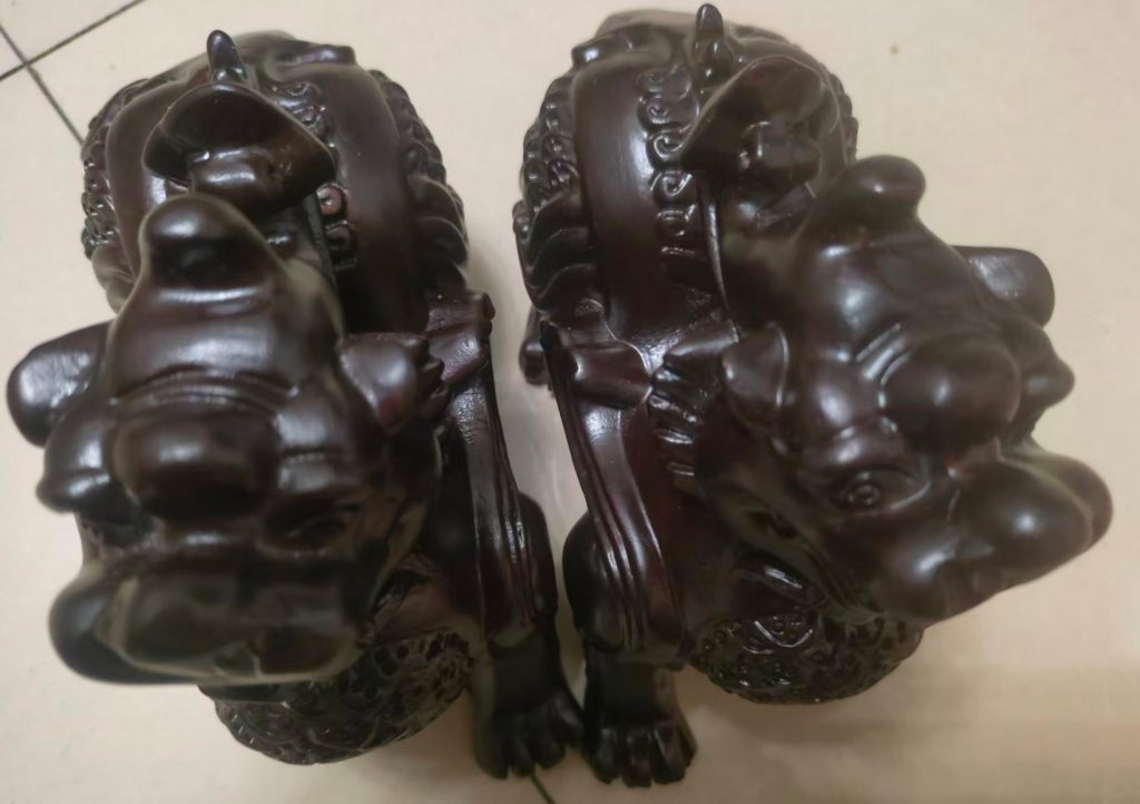 图片[1]-天然黑曜是摆件一对-国博文物