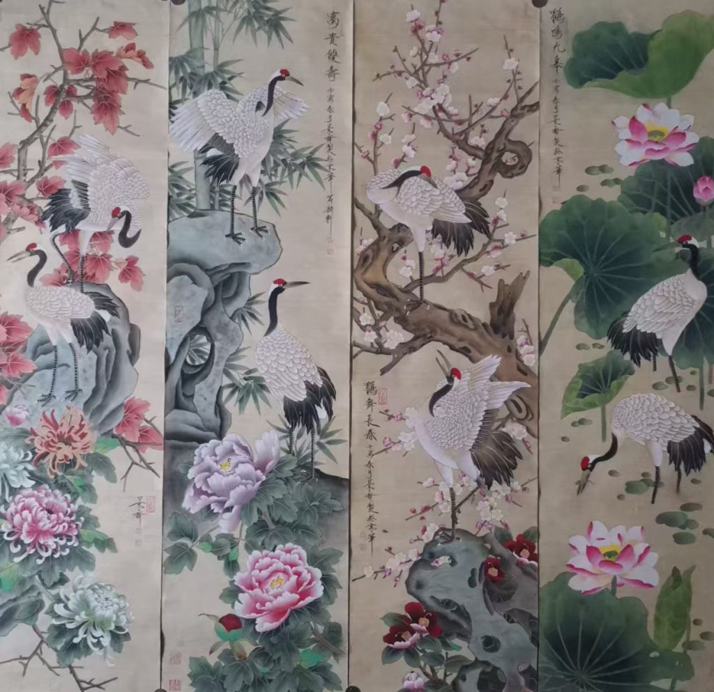 图片[1]-崔景哲花鸟四条屏-国博文物