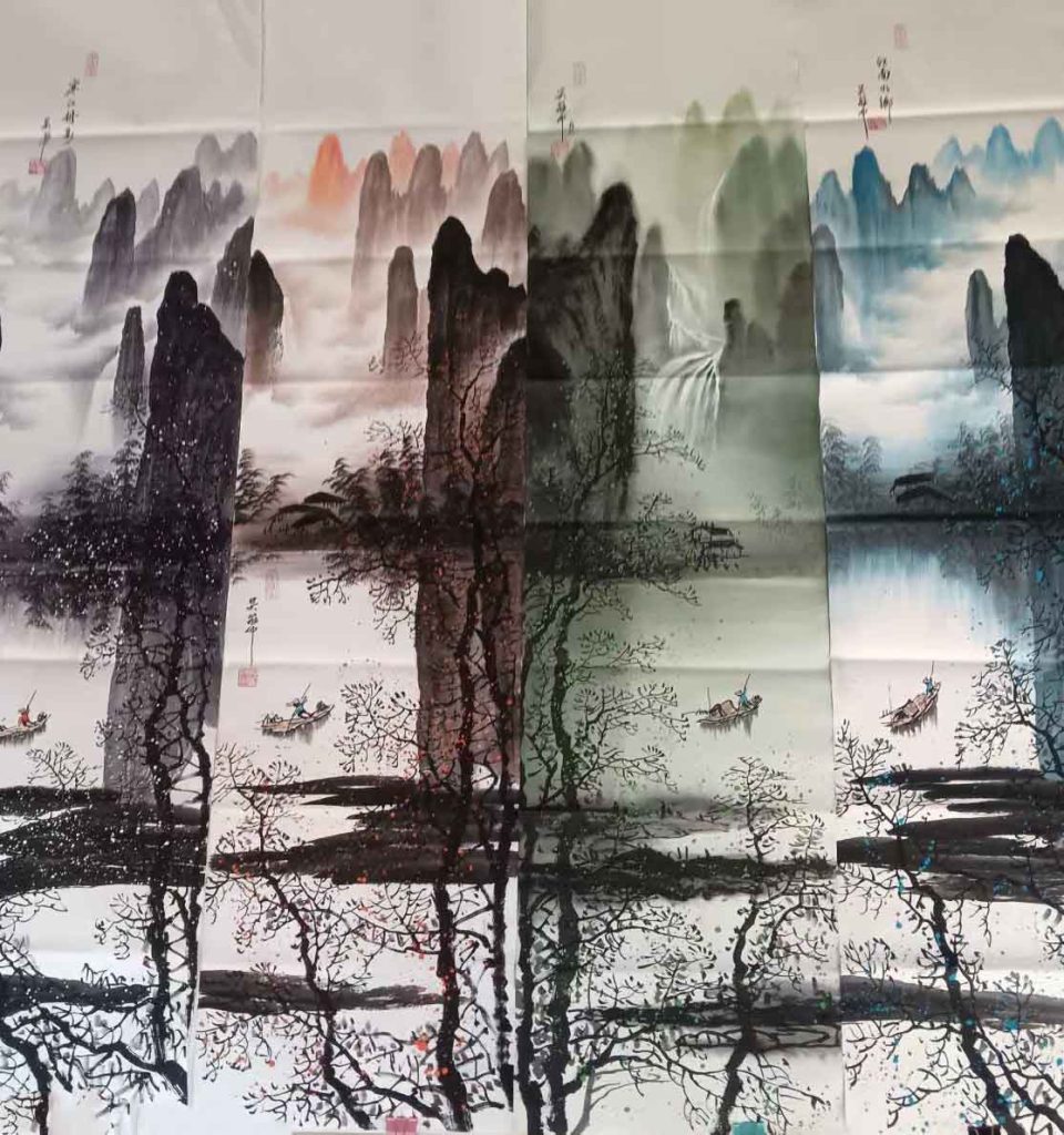 图片[1]-吴冠中春夏秋冬四条屏-国博文物